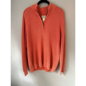 L.L. Bean 100% Cotton Waffle Knit Quarter Zip Sweater Medium